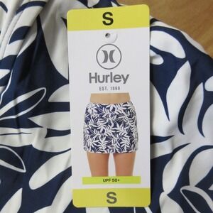 HURLEY UPF 50+ Performance Swim Skort‎ Sz S Blue White Floral Stretch Shorts NWT